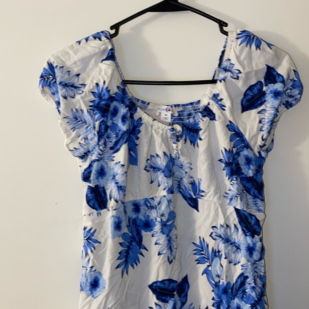 *Sugar&Jade* Girl’s Dress With Floral Pattern/ Ruching On Neck & Sleeves